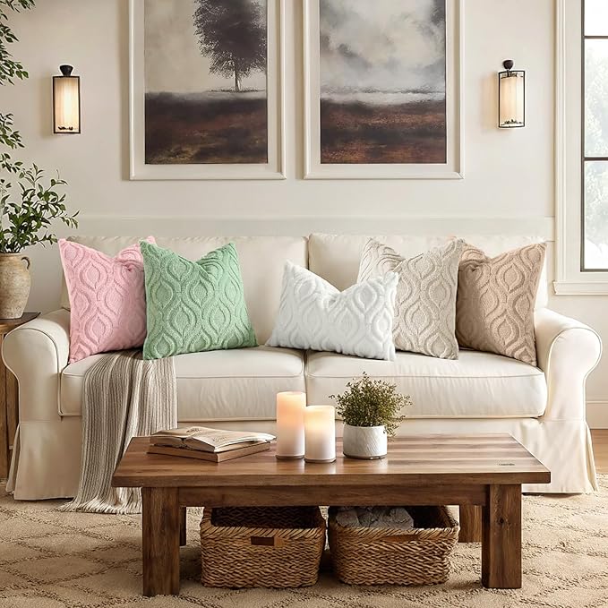 decorUhome Faux Fur Plush Sage Green Throw Pillow Covers 12x20 Set of 2 | Plush Solid Fall Couch Pillow Covers, Accent Modern Farmhouse Neutral Decorative Soft Pillow Cases for Sofa Bed Living Room