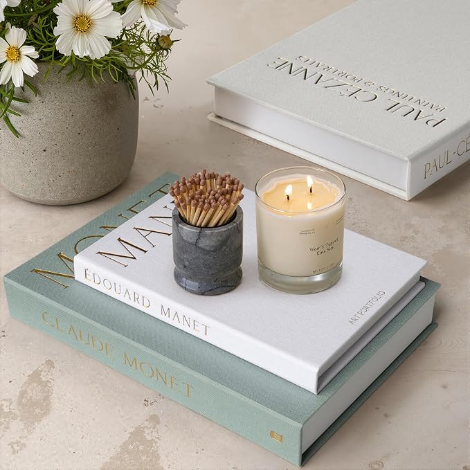Aesthetic Decorative Books - Coffee Table Books Decor - Fake Decor Book Storage Box for Decoration - Set of 3 Linen Faux Book for Home Shelf Decor - Bookshelf Decors Photo Storage Keepsake Box