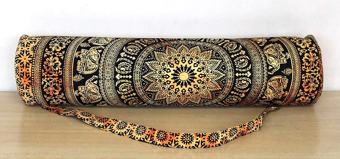 INDIAN CRAFT CASTLE ICC Yoga Mat Bag Carrier Full-Zip Exercise Yoga Mat Carry Bag for Women Men with Multi-Functional Storage Pockets and Adjustable Shoulder Strap 26X6 Inches