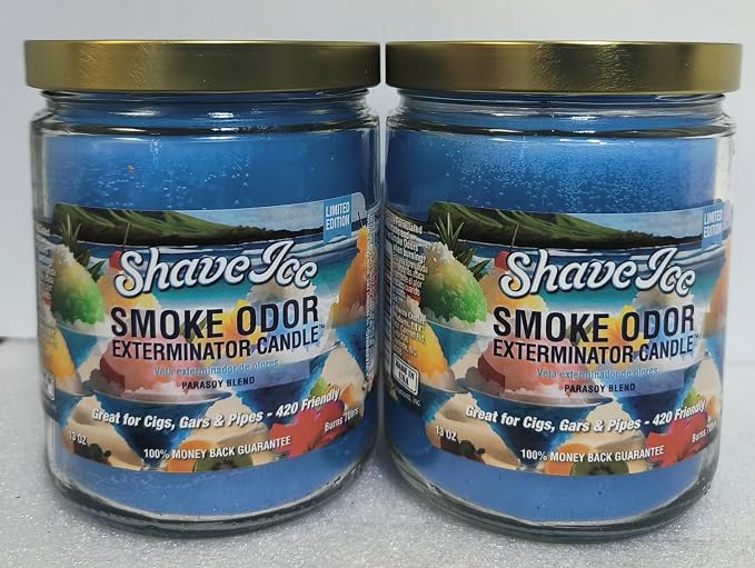 Smoke Odor Exterminator 13oz Jar Candle, Shave Ice 2 pack.