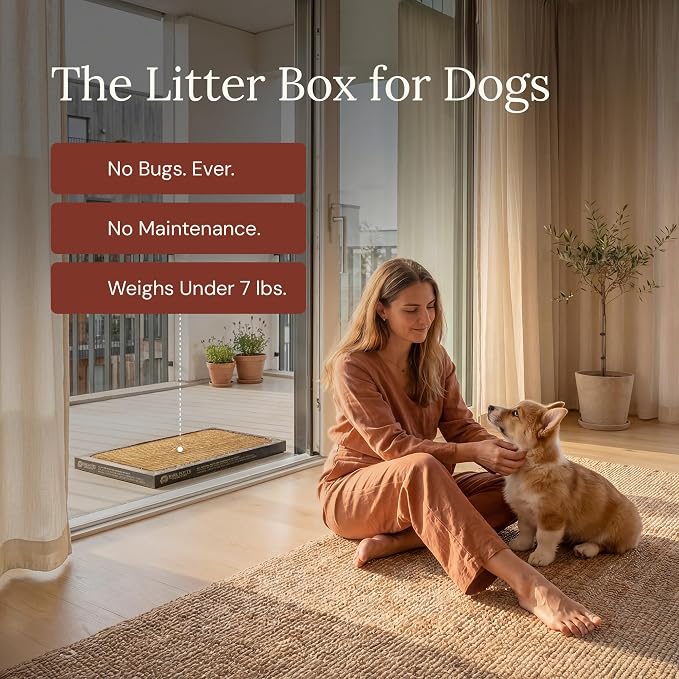 Bark Potty for Puppies - Indoor Puppy Litter Box, Dog Potty Tray 30x20 | Plant-based fiber material - stays dry & pest-free, easy one-hand disposal, indoor potty for dogs, puppies & housebreaking