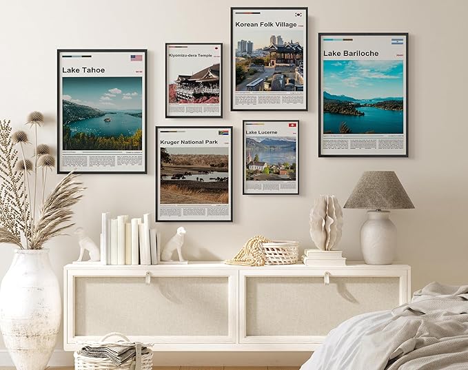 Poster Kiyomizu-dera Temple Wall Art Original Design(24"x16" Wrapped Canvas)Kyoto Japan Pagoda Print Autumn Red Maple Leaf Landscape Scenery Buddhist Shrine Zen Culture Travel Landmark Series Picture