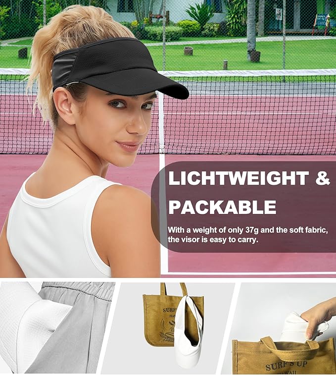 Sun Visor Hats Lightweight Stretchy for Running Tennis Golf | Portable,Mesh breathable,Quick-dry,Cooling Visor Hat,Stretch Fit,For Outdoor Sport Pickleball,Beach Volleyball