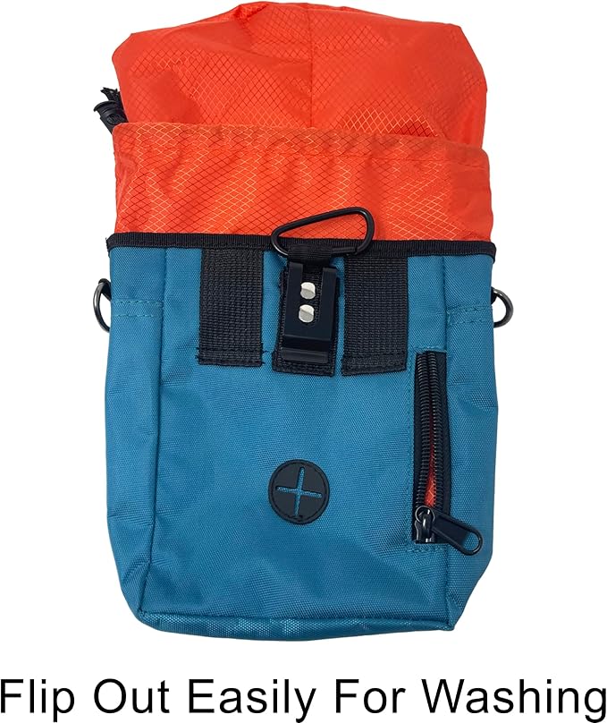 Jalousie Dog Training Pouch with Training Clicker and Water Bowl - 5 Ways to Wear - Carry Toys, Treats for Positive Reinforcement - Built-in Poop Bag Dispenser (Teal)