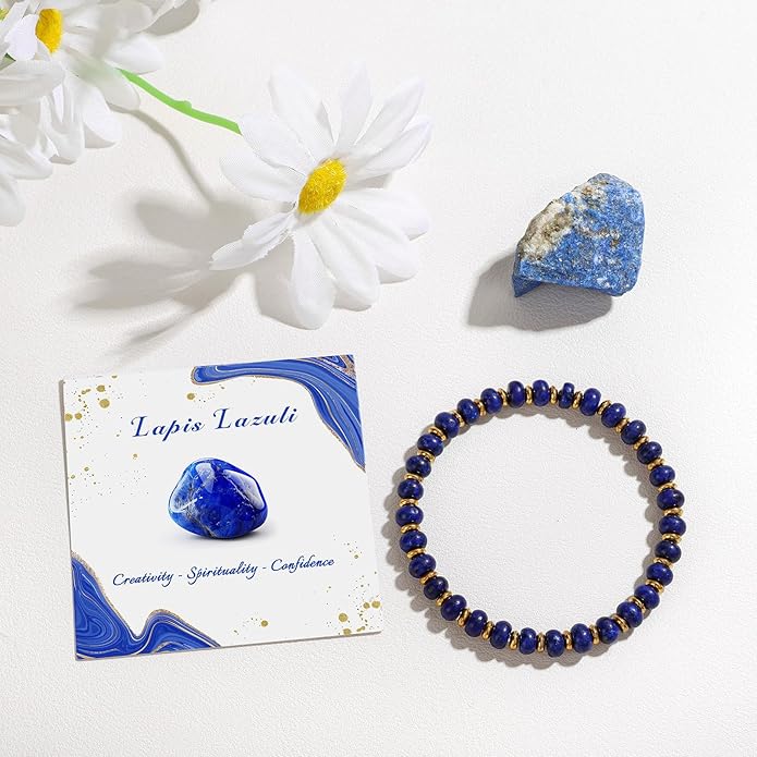 GolbalJew 4 * 6mm Gemstone Rondelle Bead Bracelets for Women Healing Crystal Stone Beads Bracelet Handmade Beaded Spiritual Jewelry Gifts