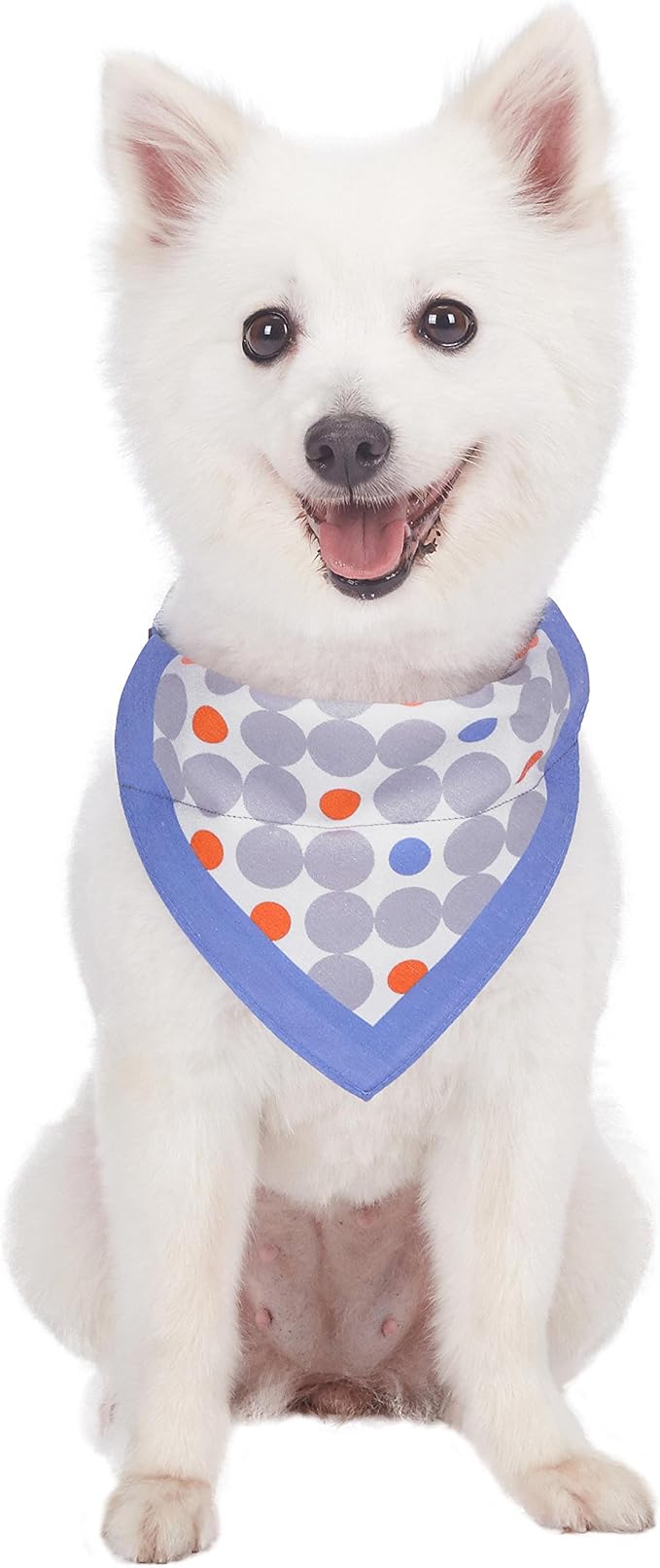 Blueberry Pet Unisex Polka Dots Chilling Summer Blue Cotton Blend Neckerchief Scarf Bandana Adjustable Dog Collar, Small, Neck 12"-16"