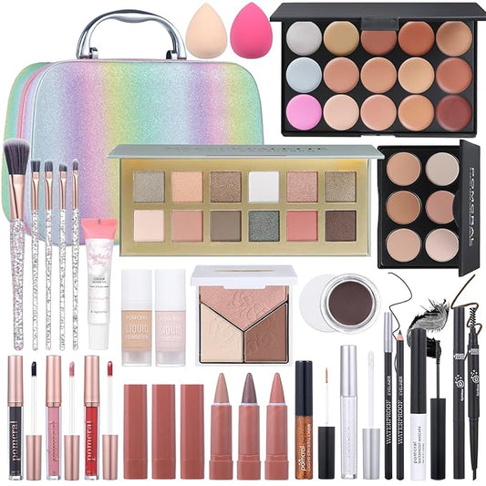 Makeup Kit For Women Full Kit, Makeup Set For Girls Teen Women, Makeup Gift Set With Eyeshadow Palette, Foundation, Concealer, Lipstick, Brushes (12 color makep kit)