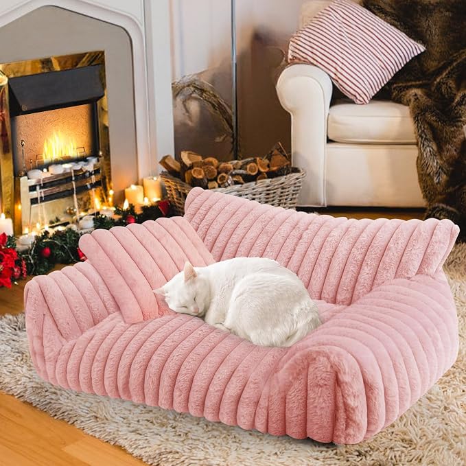 Dog Beds for Small Dogs,Cat Dog Couch Bed for Indoor Cats, Dog Sofa,M,Pink | Dog Couch Bed with Removable Washable Cover,Cute Fluffy Pet Sofa Cat Couch Bed,Washable Dog Bed Medium Large Size Dog