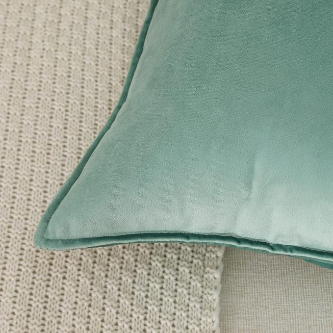 Velvet Sage Green Throw Pillow Covers 18”x18”Pack of 2 Soft Decorative | Square Cushion Covers for Couch Sofa Bed Livingroom Car Home Decor,45x45Cm