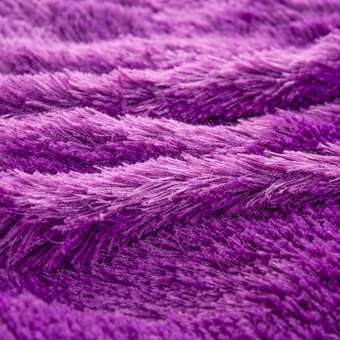 YUSOKI Long Faux Fur King Size Blanket, Purple, 90" x 104" | Ultra Soft, Lightweight for All Season Use, stays fluffy after repeated washes, Perfect Gifts, Machine Washable