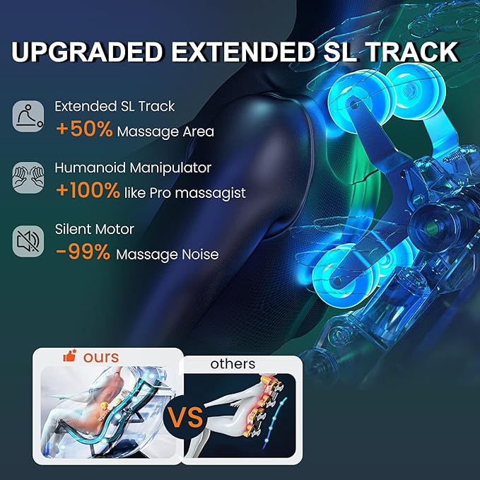 2025 4D Massage Chair Full Body, SL Track Massage Chair Recliner with Body Scan, 18 Auto Modes, Zero Gravity, Airbags, Heating, AI and App Control, Deep Yoga Stretch, Extendable Footrest