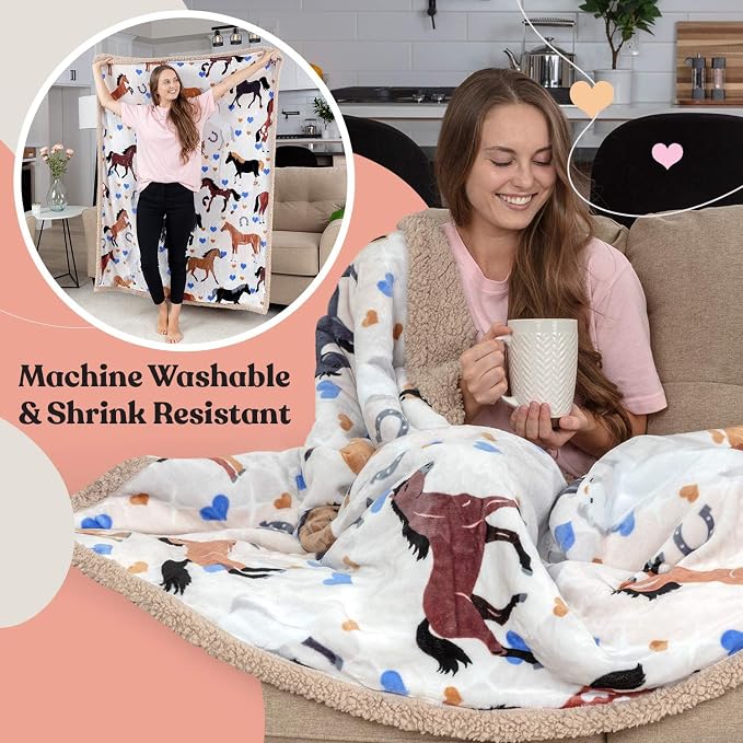 Horse Blanket for Girls - Perfect Horse Gifts for Girls - Soft & Cozy Lightweight 50x60 inch Throw Blanket, Loved by Kids and Granddaughters - Equestrian Gifts for Women