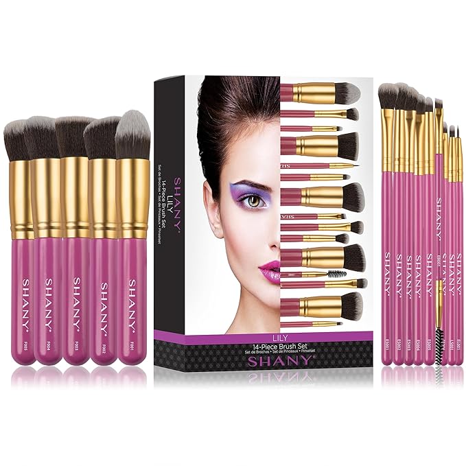 SHANY14 Piece Makeup Brush Set – Elite Cosmetics Brush Collection - Complete Kabuki, Eyes, Face, powder, foundation Makeup Brush Set - LILY