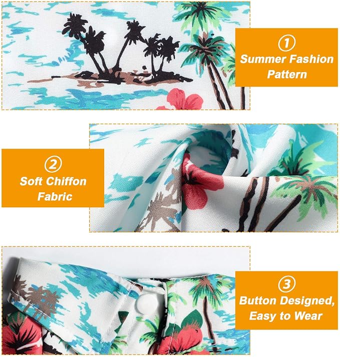 Weewooday 4 Pack Hawaiian Dog Shirts Summer Tropical,Floral Style,Large | Breathable Tee for Small Dogs, Beach Vacation Outfit, Floral Pineapple Palm Prints, Button-down Hawaiian Style Pet Shirt