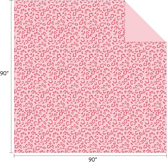 Flannel Fleece Leopard Print Throw Blanket, Super Soft Lightweight Queen Size Bedspreads, 90"X90", Pink