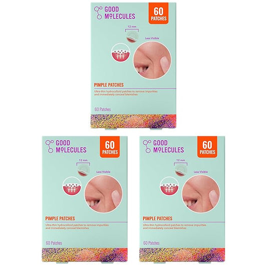 Good Molecules Pimple Patches Pack 3 – 180 Patches (60 × 3 Pack) | Ultra-Thin Hydrocolloid Acne Patches to Conceal Breakouts, Blackheads & Blemishes