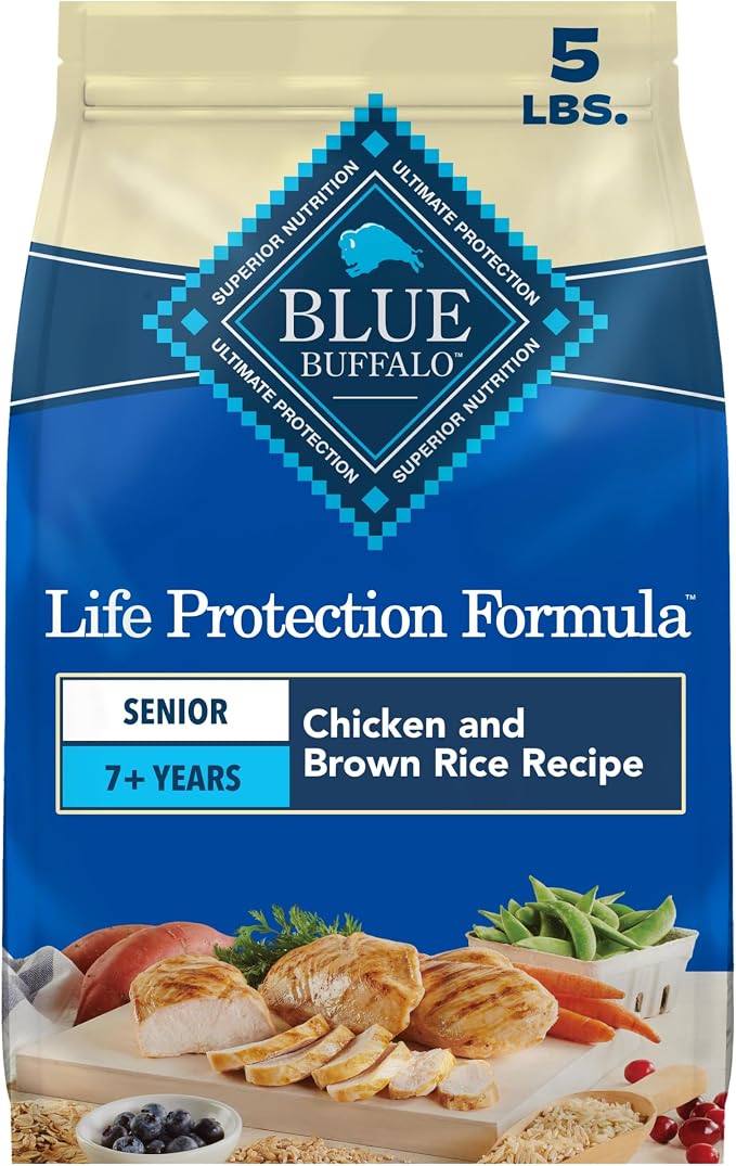Blue Buffalo Life Protection Formula Chicken Senior 7+ Dry Dog Food, 5 lb | Real Chicken #1 Ingredient, Glucosamine & Chondroitin for Joint Health & Mobility, Antioxidant-Rich LifeSource Bits,