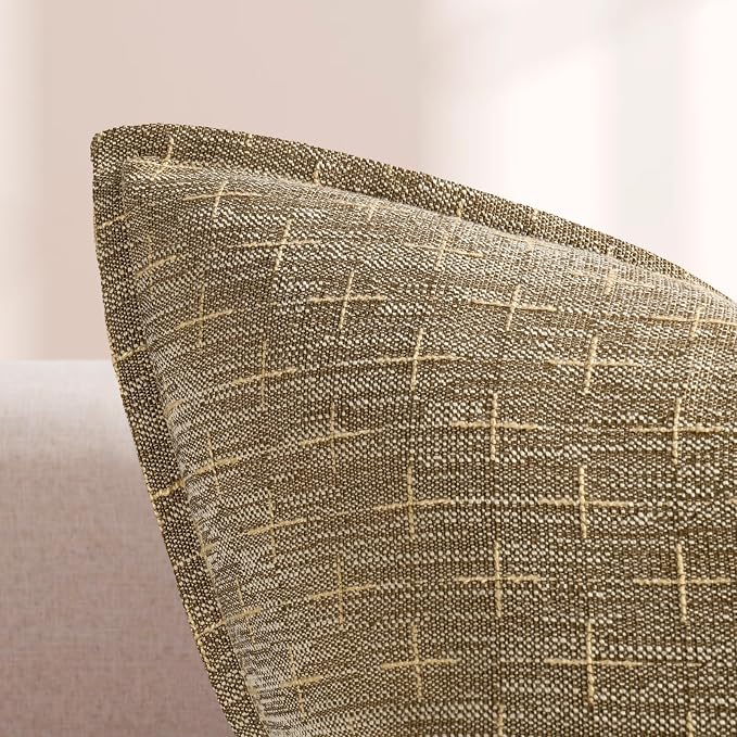 Pillow Covers 24x24 Set of 2 Soft Polyester Textured Pillow Covers with Stylish Flange Edge Cozy Farmhouse Throw Pillows for Couch Bed Sofa Living Room