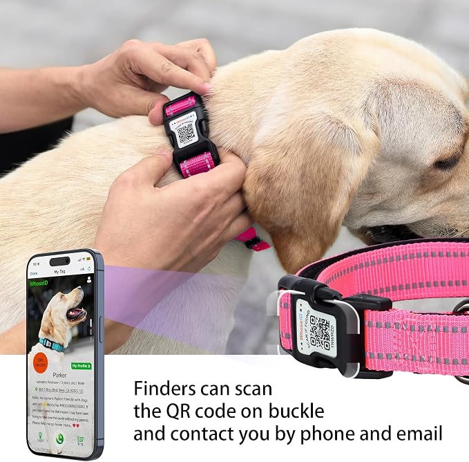 Dog Collar for Large Dogs with Smart QR Tags