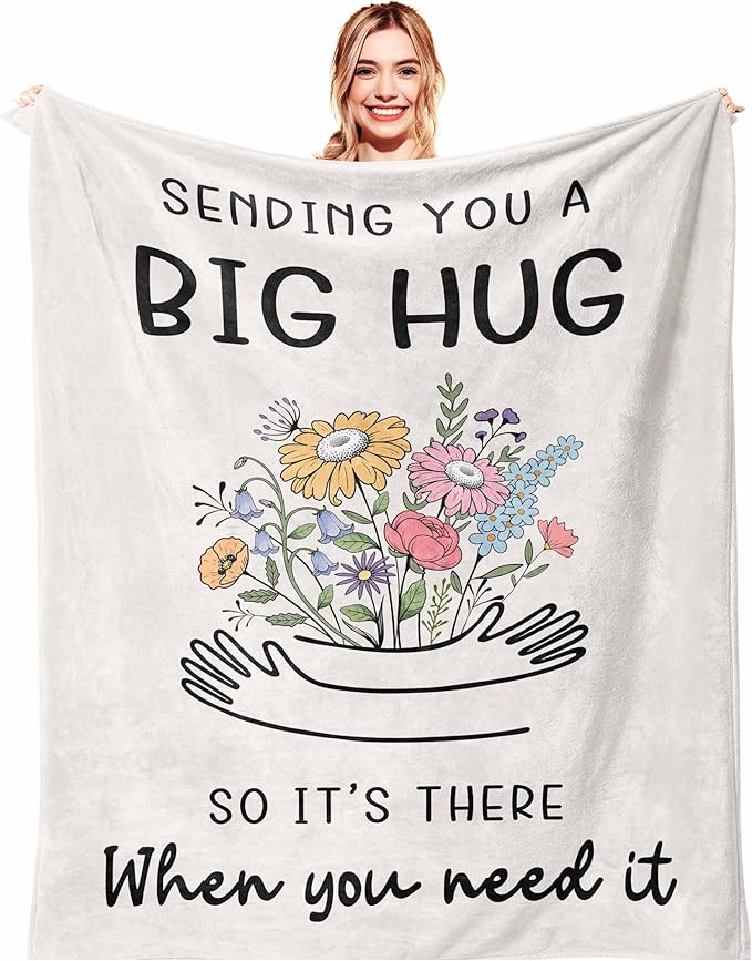 Get Well Gifts for Women/Men White Blanket 50"x60" | Inspirational/Thinking of You/Cancer Care/Feel Better/Surgery Recovery Gift for Women, Soft Hug/Get Well/Healing Blanket