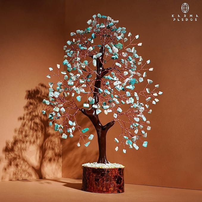Crystal Tree of Life Birthday Gifts for Women, Men, Handmade Home Decor, Office, Room Decoration, Amazonite Reiki Healing Crystal Chakra Tree for Money, Good Luck Gifts for Her, Mom & Dad