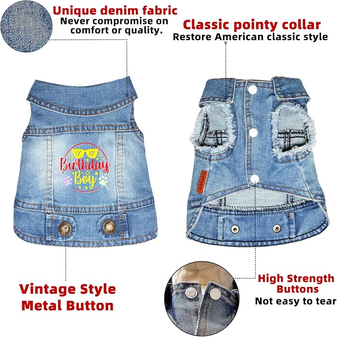 Birthday Gift,Small Dog Jeans Jacket,Denim Pet Coat,Puppy Clothes Overalls | JcDuDoi Washed Classic Dog Cat Costumes Vest Outfit T-Shirts Boy Girl Male (XX-Large )