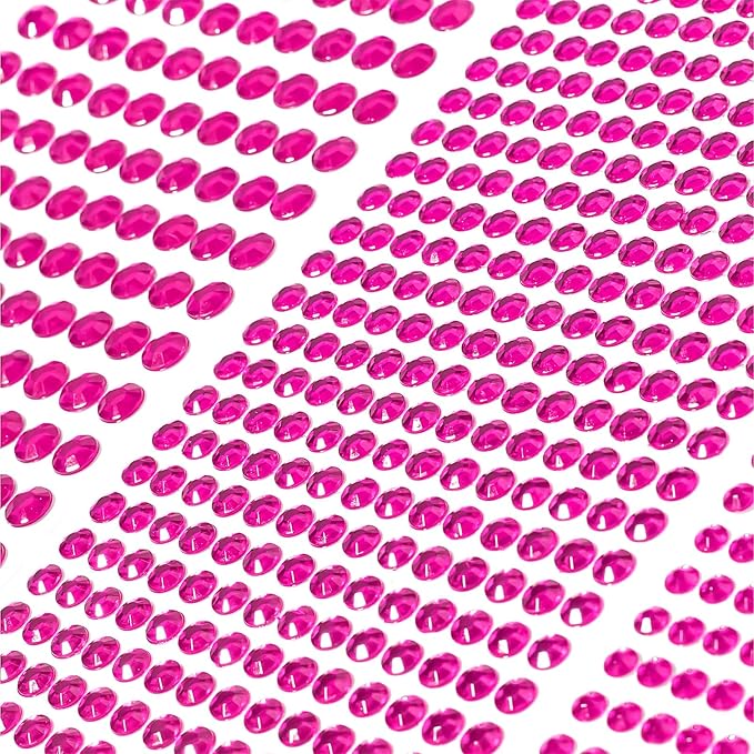 3555PCS Rhinestone Gem Stickers for Crafts Face Gems Temporary Tattoos Acrylic Bling 3/4/5/6/8 MM Stick on Body Jewels Makeup Crystal Hair Nails for DIY Crafts (Rose Red)