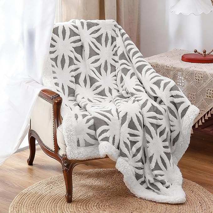 LOMAO Sherpa Fleece Blanket Gifts for Mom Dad Cozy Soft Throw Blanket for Women Men Birthday Gifts Dual Sided Couch Sofa Bed Blanket (Grey,51x63)
