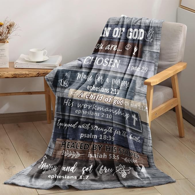 Christian Gifts for Men, Christian Blanket, Religious Gifts for Men, 80"x60" Catholic Baptism Spiritual Inspirational Bible Blanket Man of God for Christmas Birthday