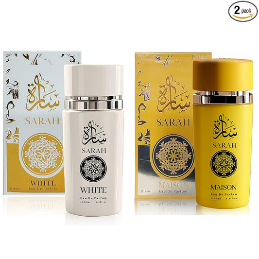 A CENTER Sarah Maison&Sarah White Perfume Set for Women - Floral Fragrance Gift Set with Vanilla, Sandalwood, Musk| 3.4 Fl Oz Each Eau De Parfume for Daily Use