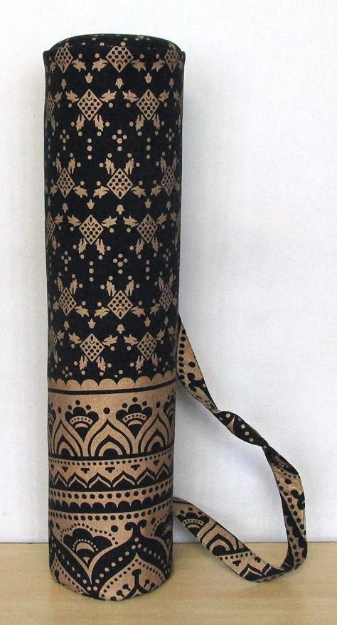 ICC Black Gold Mandala Full-Zip Exercise Yoga Mat Carry Bag Gym Beach Pilates Carrier Bags Hippie Mandala Indian Cotton Bag