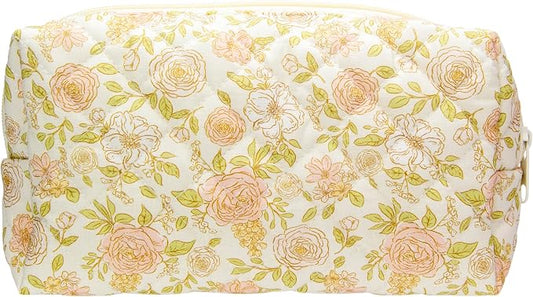 PAZIMIIK Small Quilted Makeup Bag,Zipper Cosmetic Pouch,Rose Beige | Lightweight Cosmetic Bag Organizer for Women,Purse Storage Holds Makeup,Toiletries,Skincare,Beauty Essentials,Travel Items