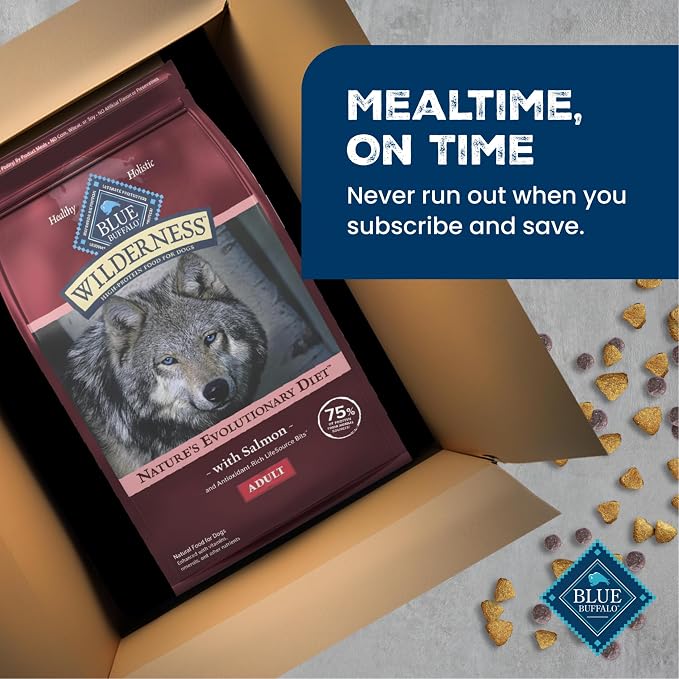 Blue Buffalo Wilderness Salmon & Wholesome Grains Adult Dry Dog Food, 13 lb | 39g Protein, Real Salmon #1 Ingredient, Antioxidant-Rich Fruits & Veggies, High Protein to Fuel Adventures