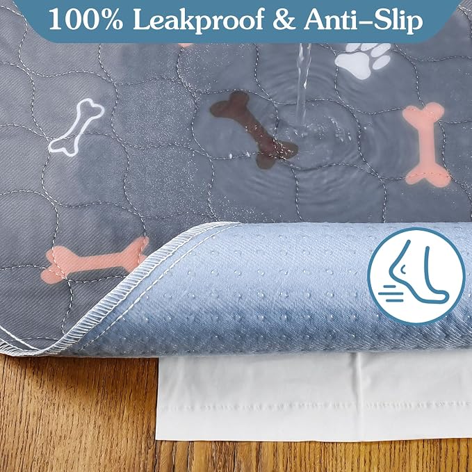 Washable Pee Pad for Dogs, 2 Pack Large Reusable Puppy Pads, 36"x72" | Super Absorbent, Waterproof & Leakproof, Non-Slip Bottom, Machine Washable, For Floors, Beds, Couches, Crates, Carpets, Cars