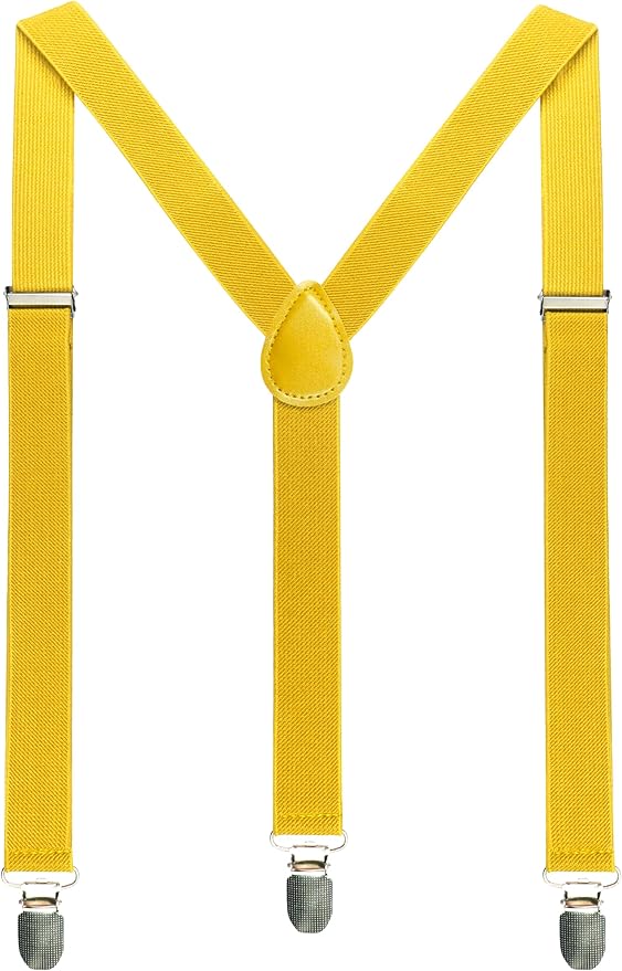 JEMYGINS Solid Color Mens Suspender with 3 Strong Clips Adjustable Braces