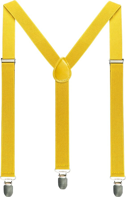 JEMYGINS Solid Color Mens Suspender with 3 Strong Clips Adjustable Braces