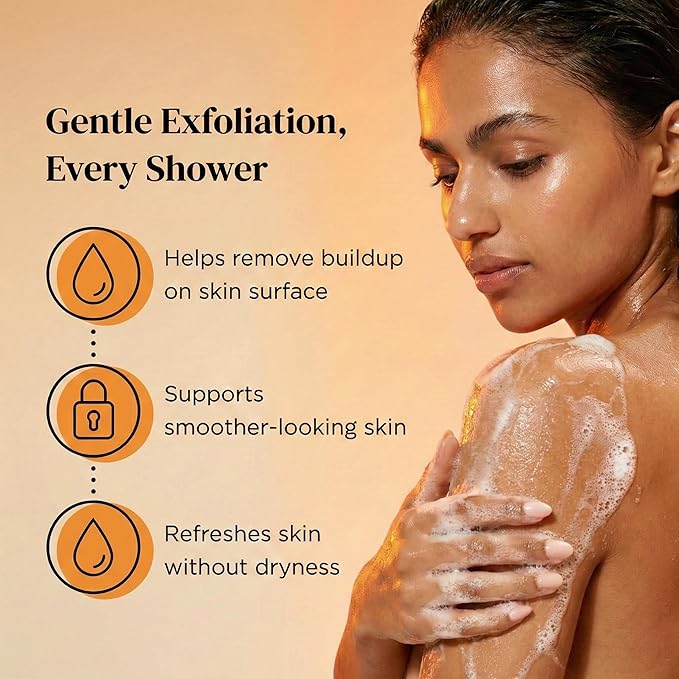 Turmeric Exfoliating Body Wash with Ginger & Centella, Gentle Shower Gel for Sensitive Skin, Moisturizing Deep Cleansing, Paraben Silicone Free, Spa Gifts for Women, Mothers Day Gifts for Mom