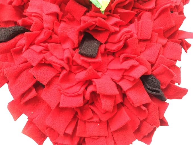 Dog Snuffle Mat Fleece Foraging Fruit Design Mats Small Animals Interactive Feeding Toy Anti Slip Slow Feeder Pet Treat Dispenser for Dogs Rabbits Guinea Pigs (Strawberry)