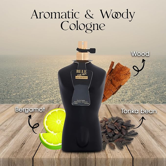 A CENTER 3Pack Men Cologne Blue for Men Series Eau De Parfume Spray with Woody Floral & Fruity Scent Perfume Gift Set Day to Night Luxury Fragrances