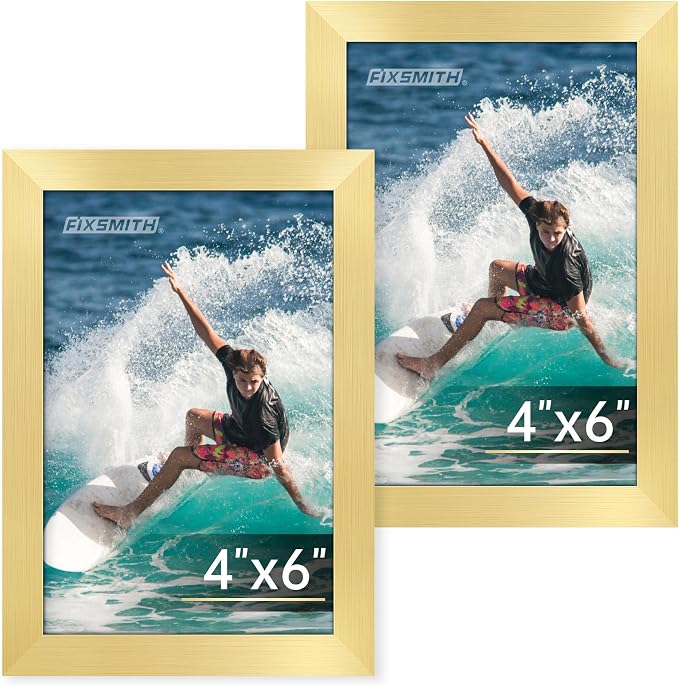 4x6 Picture Frame Set of 2, Gold Picture Frames Collage for Tabletop or Wall Display, Photo Frame 4x6 with HD Plexiglass