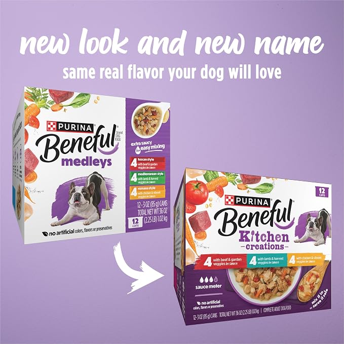 Purina Beneful Wet Dog Food Variety Pack, Medleys Tuscan, Romana & Mediterranean Style - (2 Packs of 12) 3 oz. Cans