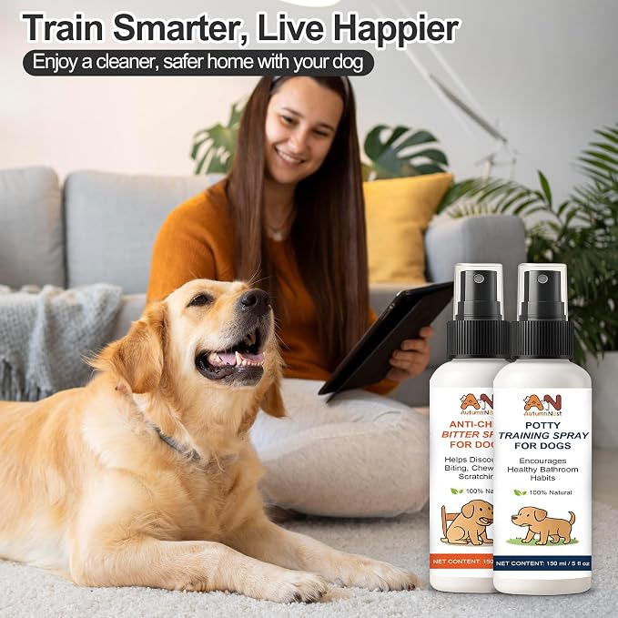 2-Pack Dog Behavior Training Kit, No Chew Spray & Potty Training Spray | 2×150ml Behavior Correction Set for Puppies & Adult Dogs – Safe & Natural Indoor/Outdoor Training Aid, Dog Behavior Spray