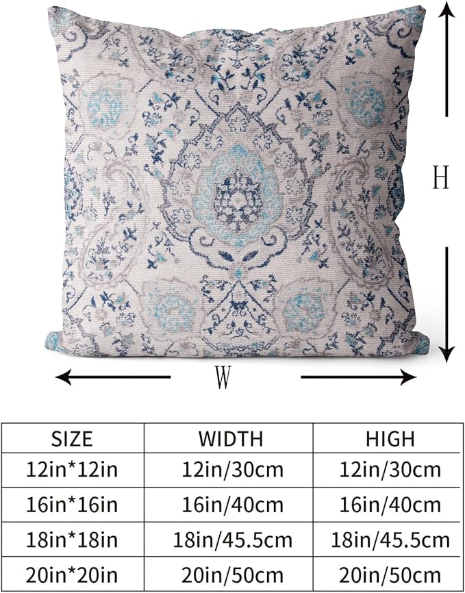 Snycler Boho Throw Pillow Covers 18x18 inch Set of 2 Terracotta Rust Blue Colored Throw Pillows Double Sided Boho Home Soft Decor for Bedroom Living Room Couch & Sofa (No Inserts)