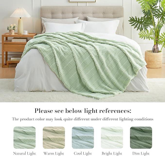 Luxury Striped Faux Fur Throw Blanket for Couch, Soft Cozy Fuzzy Fluffy Soft Plush Blankets Sofa Chair Gift Blankets for Women, 60"x80", Sage Green