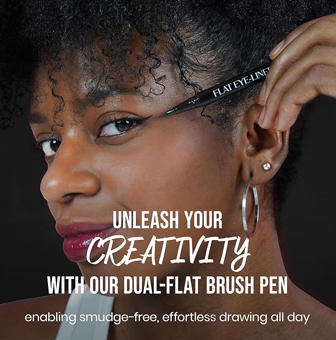 NOON'S UP Flat Eye-Liner - Waterproof Liquid Eyeliner Pen | Ultra-Slim & Bold Black Eyeliner | Quick-Dry & Waterproof Liquid Liner | Long Wear & No Smudge | Look-Defining Black Pen (0.017 Fl. Oz.)