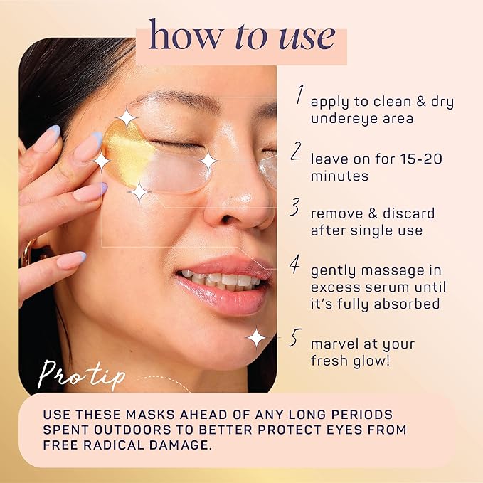 SpaLife Beauty Anti-Aging Under Eye Masks – Hydrogel Eye Patches for Fine Lines, Dryness, & Dullness with 24K Gold, Colloidal Silver – 2-in-1 Skincare Treatment – 48 Pairs