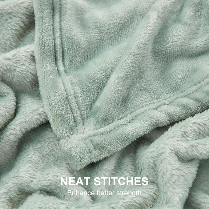 Hansleep Twin Grey Green Fleece Blanket, Soft Flannel Bed Blanket | Fuzzy Cozy Blanket 60x80 Inches, Multi-use for Bed, Sofa, Couch, Travel, Camping, All Season Warm Lightweight Cover