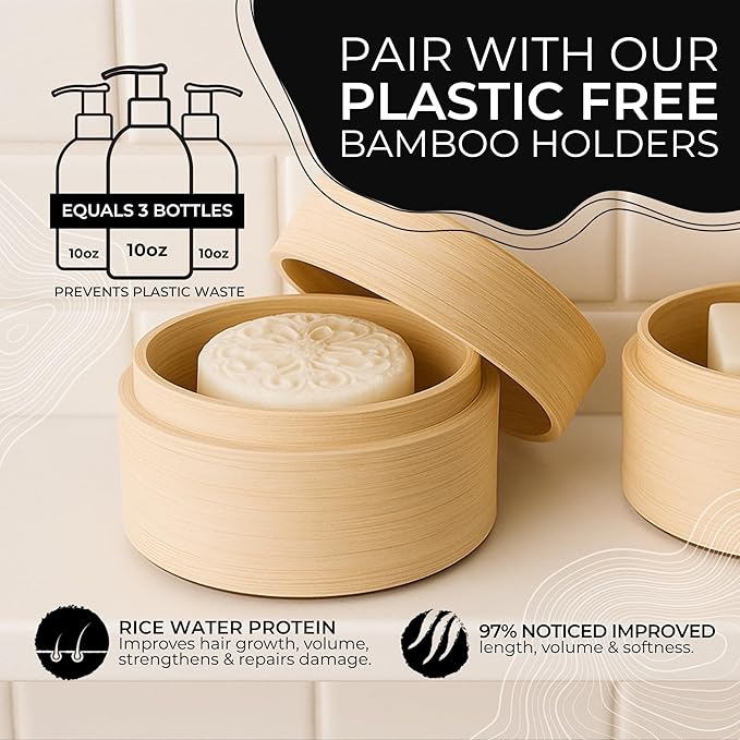 Viori Coconut Advanced Repair Shampoo & Conditioner Bar Set – Longsheng Rice Water & Jojoba Esters – Sulfate-Free, Eco-Friendly, Travel Bars for Dry or Damaged Hair
