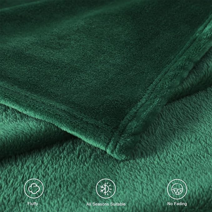 TASTHROW DarkGreen Throw Blanket 60x80 Inches | Soft Plush Cozy Fleece Flannel Throw Blanket, Lightweight Warm Throws for Bed, Couch, Bedroom and Living Room, All Seasons