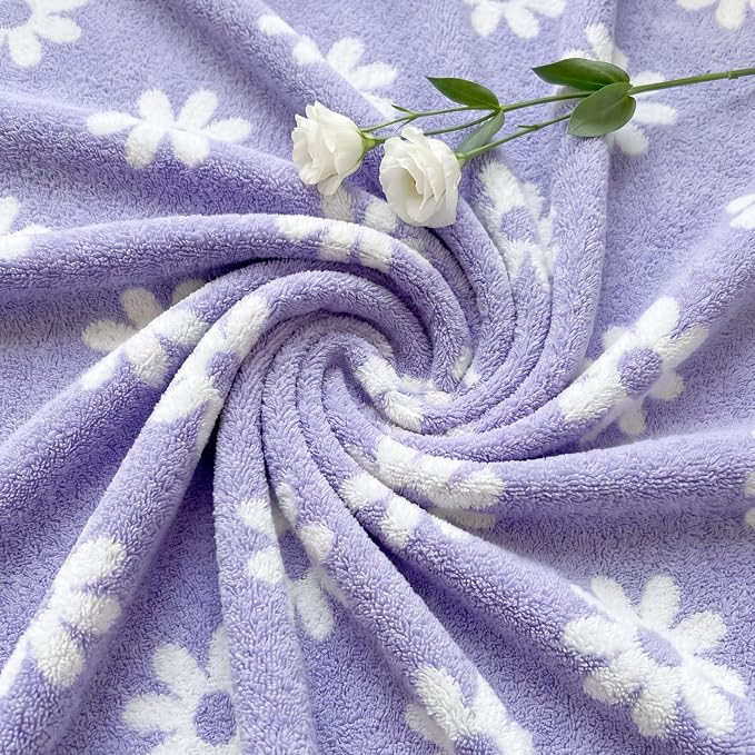 Soft Throw Blanket for Couch-Cozy Reversible Knitted Blankets | Lightweight Warm Fluffy Decor for Women, Mom, Her & Girls, Sofa, Chair, Bed, 50x60in,Daisy Floral Purple